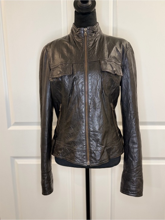 Fiocchi Jackets & Blazers - Women's Vintage Fiocchi Chocolate Brown Leather Zip-Front Jacket Italian Size 46